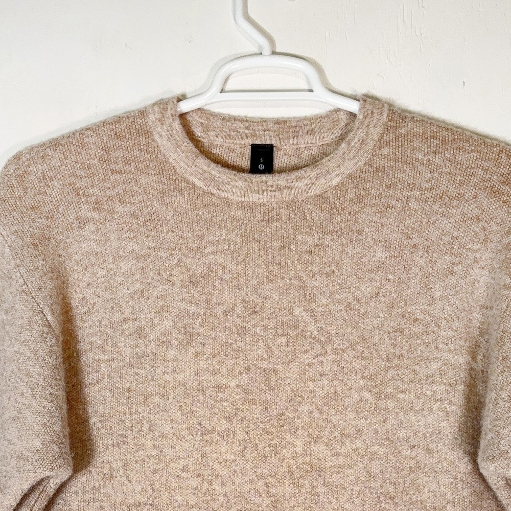 Lululemon Crew Neck Alpaca Merino Wool Blend Sweater Mens S Oatmeal Cozy